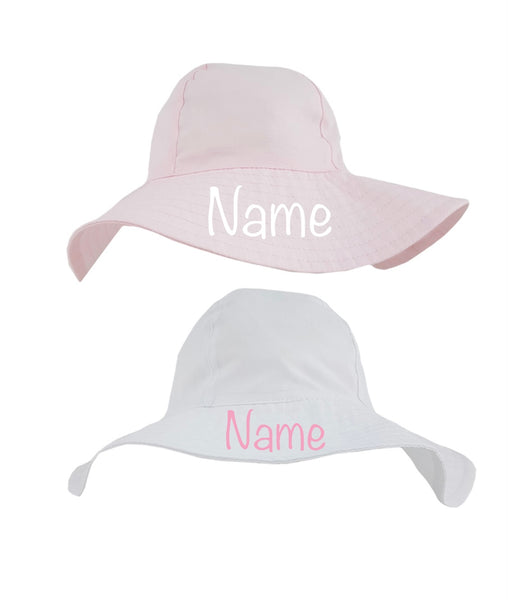 personalised baby girls floppy sun hats hat pink sunny 