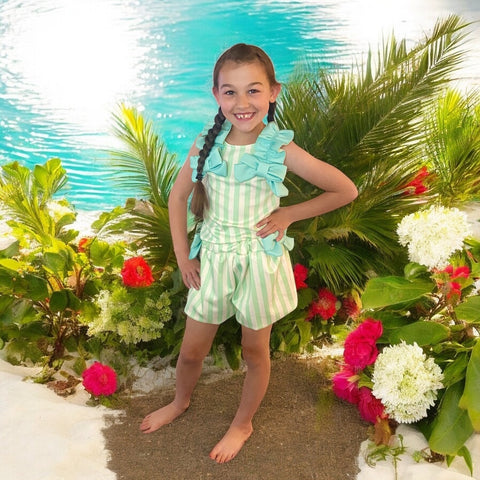 Frilly short set mint gillytots 