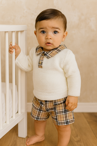 Boys Checked Shorts Set