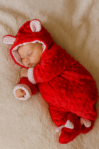 Red Dimple Padded All-in-One Baby Snowsuit