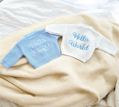 Premature Baby Boys ‘Hello World’ Cardigan
