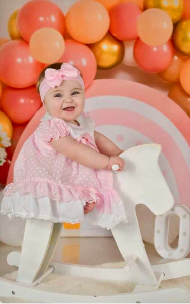 Baby Girls Polka Dot Pink frlly spanish traditional Dress REDUCED