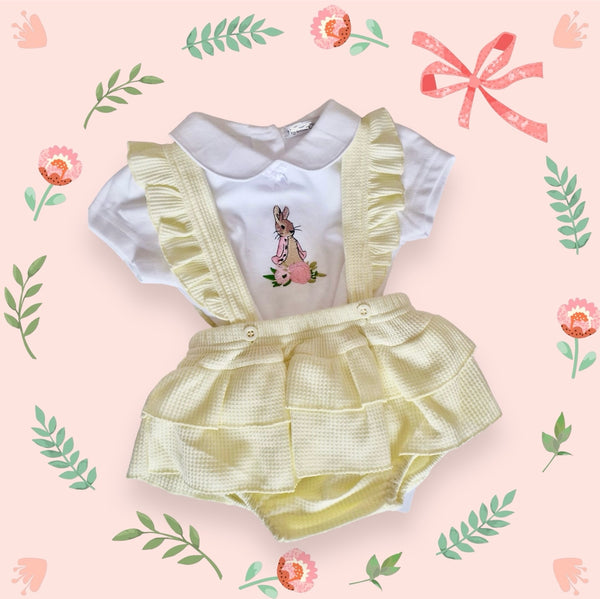 Beatrix potter  Flopsy Bunny Two Piece Spanish Dungarees Romper & Top Set