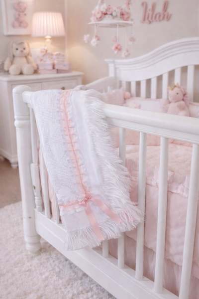 Luxury Baby Girls Frilly Trim Blanket