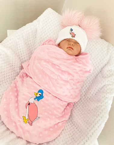 Jemima Puddleduck Swaddle Blanket Wrap - Bubble Pink