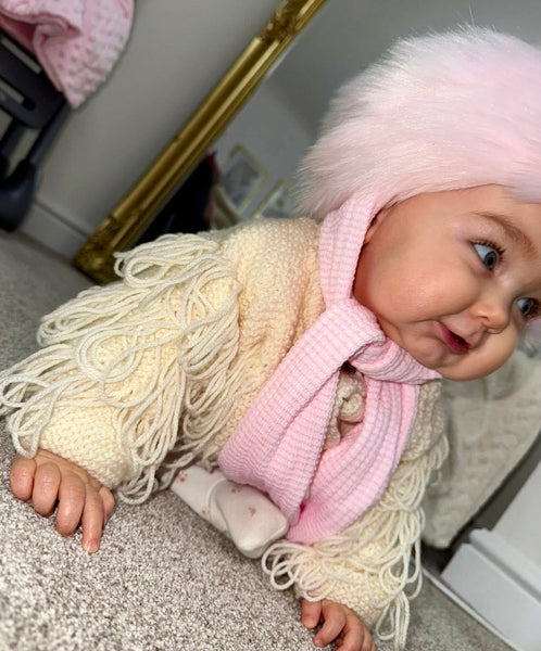 Baby Girls Soft Faux Fur Hat - Pink