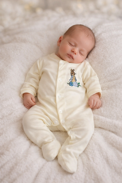 Peter Rabbit Soft Cotton All in One BabyGrow - Lemon