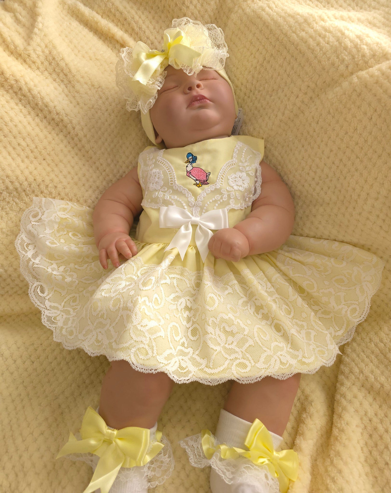 Jemima Puddleduck Baby Girls Lemon Lace Dress