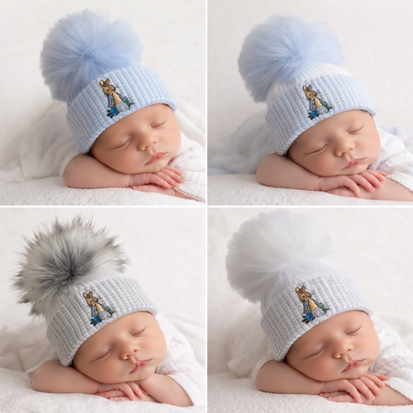 Peter Rabbit Baby Boys luxury Faux Fur Single Pom Hat