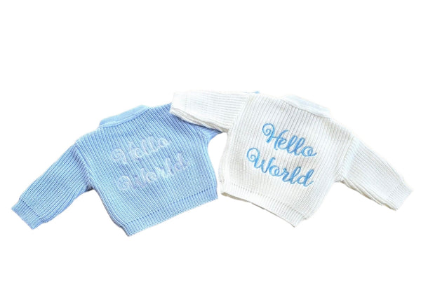 Premature Baby Boys ‘Hello World’ Cardigan