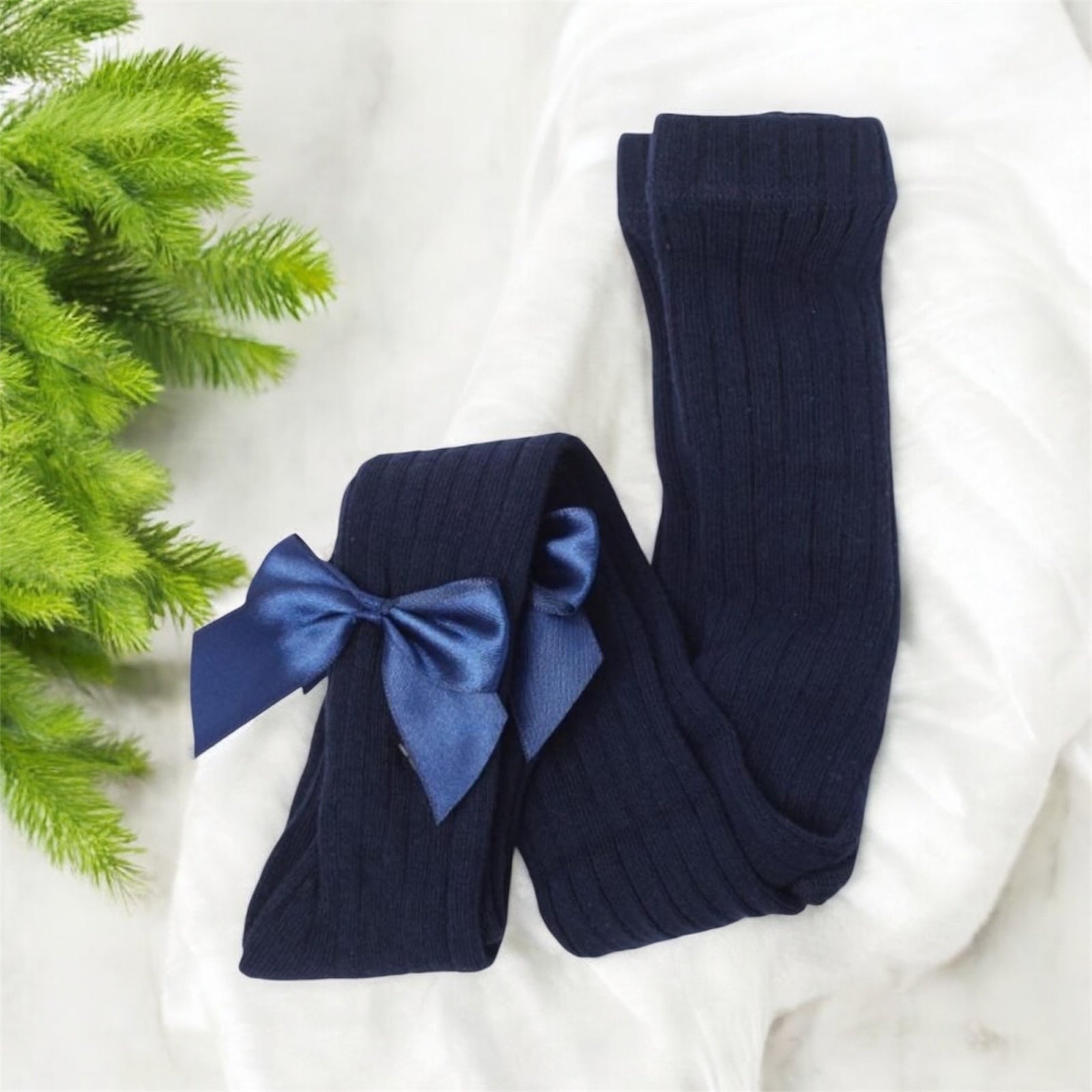 Navy Girls Bow Tights