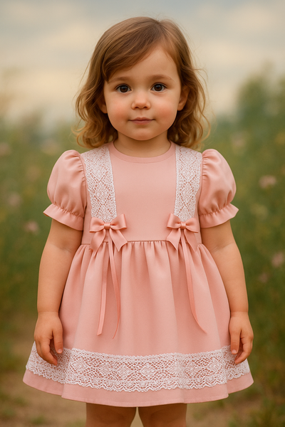 Mary Jane Drop Waist Dress - Rose Pink (4-8 Years)