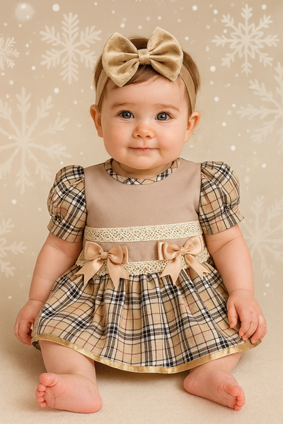 Girls Burberry Inspired Drop Waist Dress