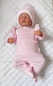 Baby Girls’ All-in-One Babygrow – “Hold Me, Cuddle Me, Love Me” (Premature Size Available)