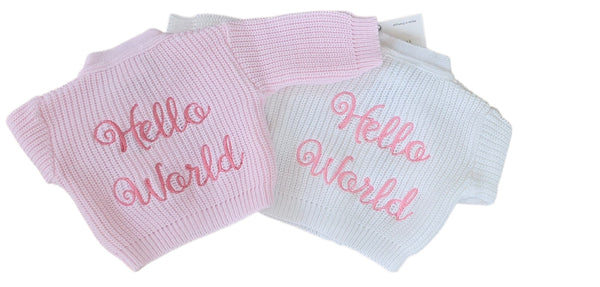 Premature Baby Girls ‘Hello World’ Ribbed Cardigan