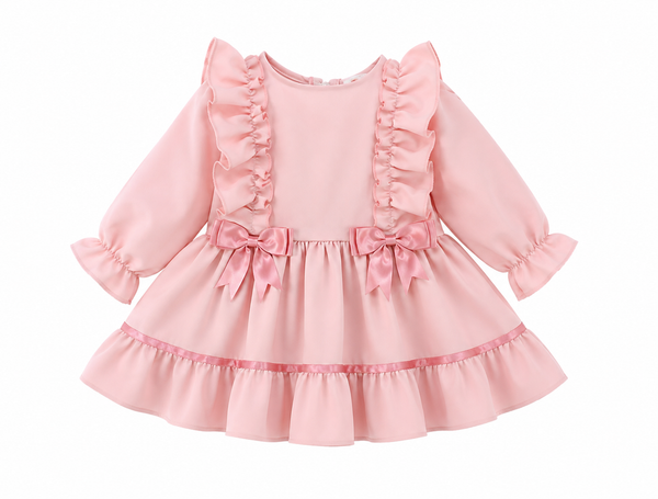 Blush Pink Frill & Bow Girls Dress