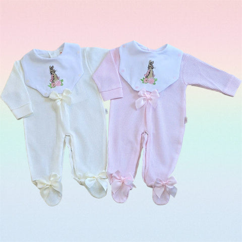 Flopsy Bunny spanish All in One Bib Style Outfit babygrow