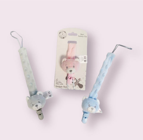 Cute teddy soft feel velour Dummy Clips
