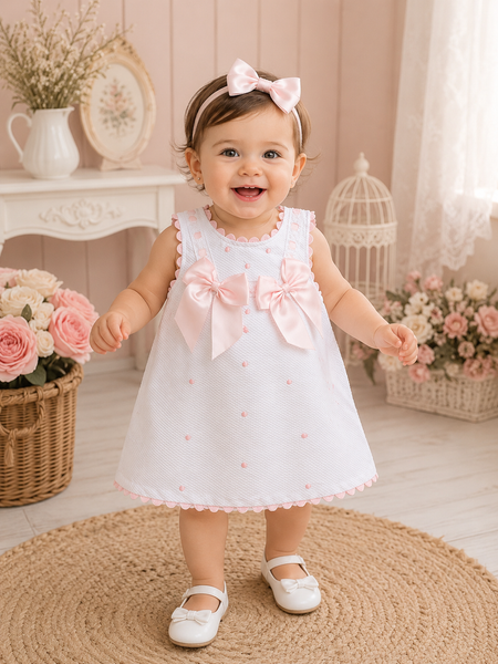 Wee Me Girls Pink Waffle Bow Dress – Baby & Toddler Dress