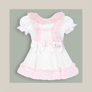 Baby Girls White Waffle Tulle Pinafore with Shirt