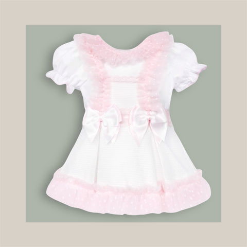 Baby Girls White Waffle Tulle Pinafore with Shirt