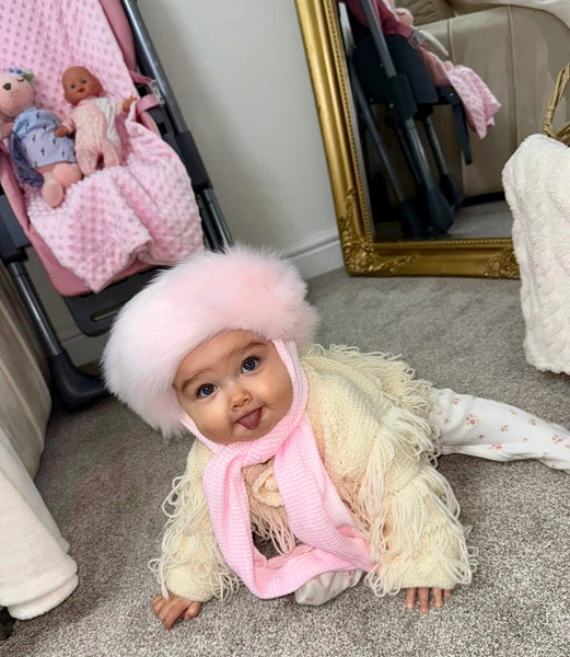 Baby Girls Soft Faux Fur Hat - Pink
