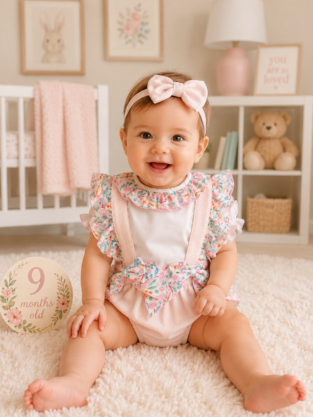 Wee Me Girls Floral Bow Two Piece Set – Pink (3 Months–36 Months)