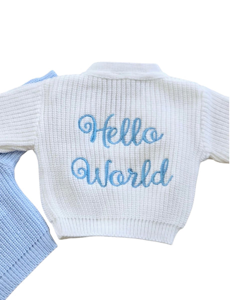 Premature Baby Boys ‘Hello World’ Cardigan