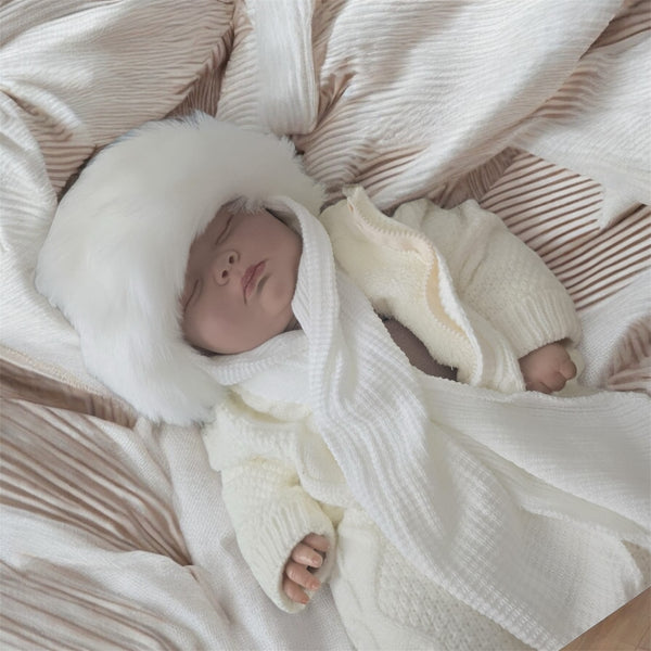 Baby Girls Faux Fur Hat - White