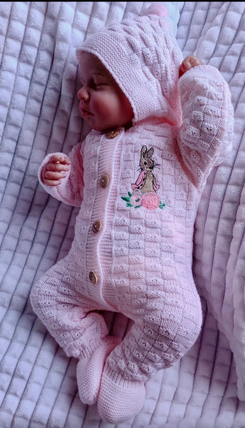 Beatrix potter Flopsy Bunny All in One Knitted Hooded pram suit Outfit