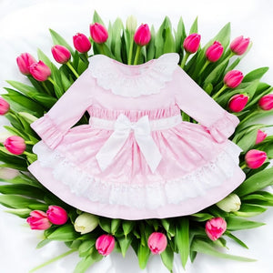 Wee Mee Pink Bow Frilly Dress