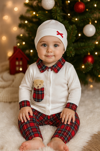Baby Boys Check Teddy Outfit