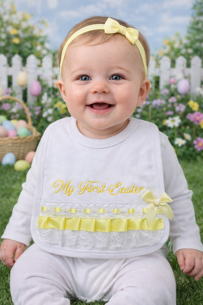 Lemon Frilly My first easter  Bib