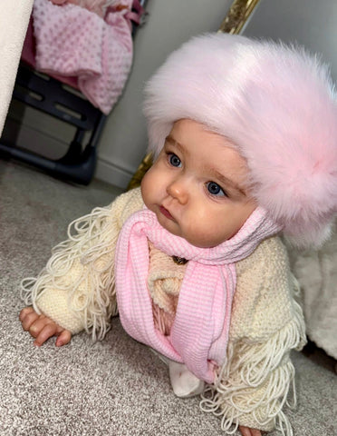 Baby Girls Soft Faux Fur Hat - Pink