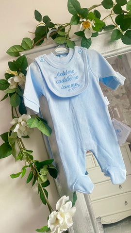 Premature Baby Boys All in One with Bib - Hold Me