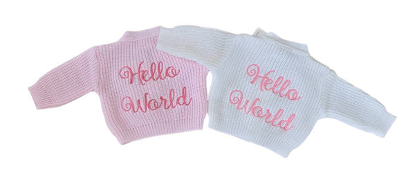 Premature Baby Girls ‘Hello World’ Ribbed Cardigan