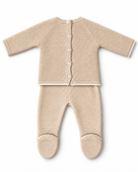 Cream Honeycomb Knit Baby 3 Piece Set