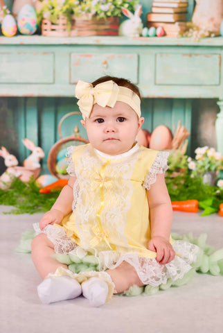 Gillytots Angel Lace Dress - Lemon