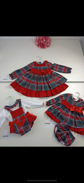 Ceyber Check Red Grey Frilly Dress