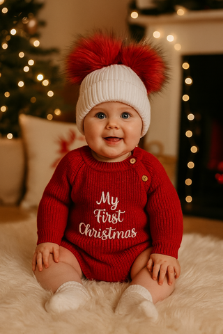 “My First Christmas” Knit Outfit – Festive Baby Holiday Set