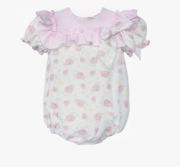 Wee Me Baby Girls Pink Floral Frill Romper – Boutique Baby Outfit
