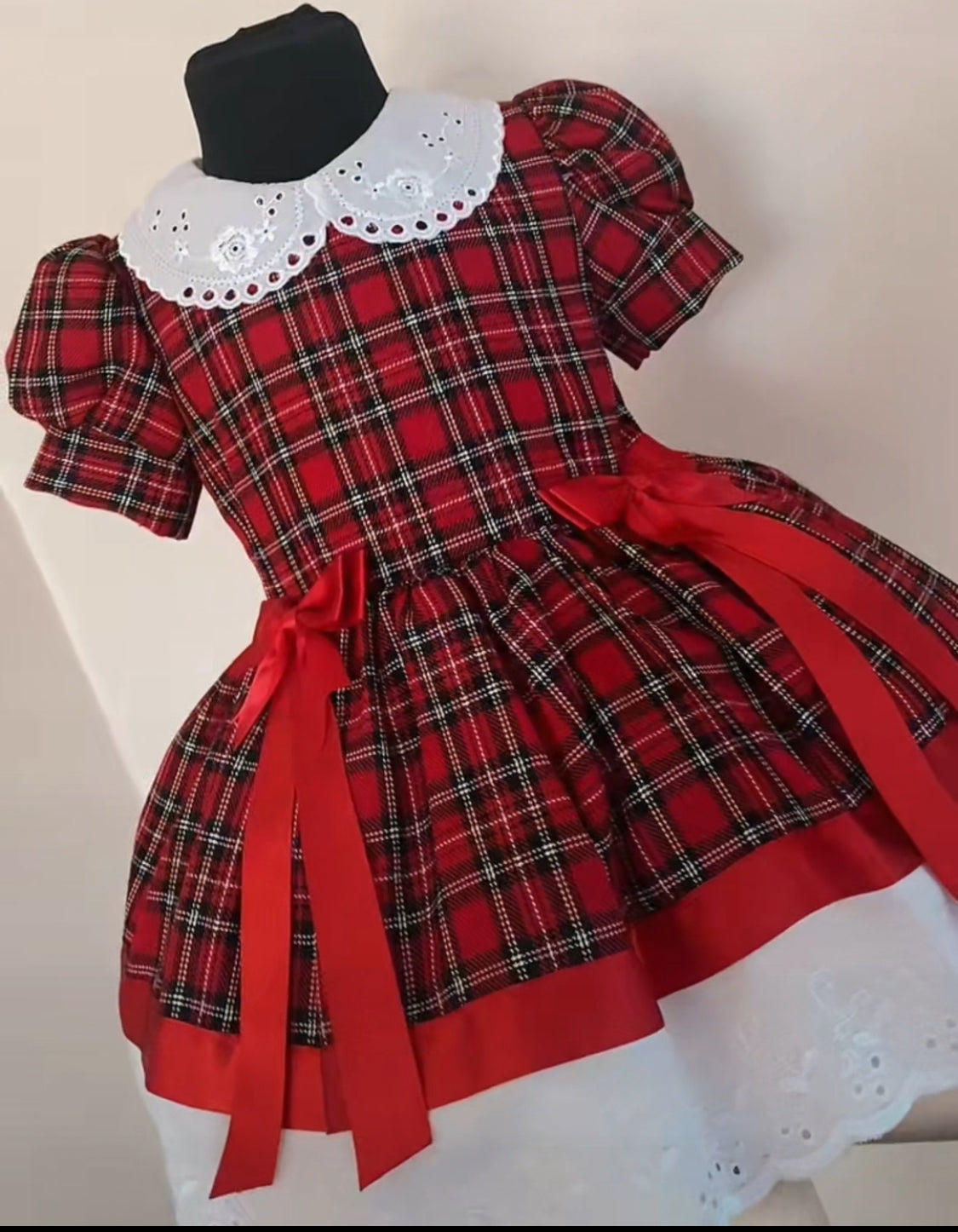 Baby Girls Traditional Tartan Dress with Bows
