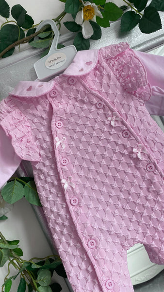 Baby Girls Jacquard All-In-One with Bows