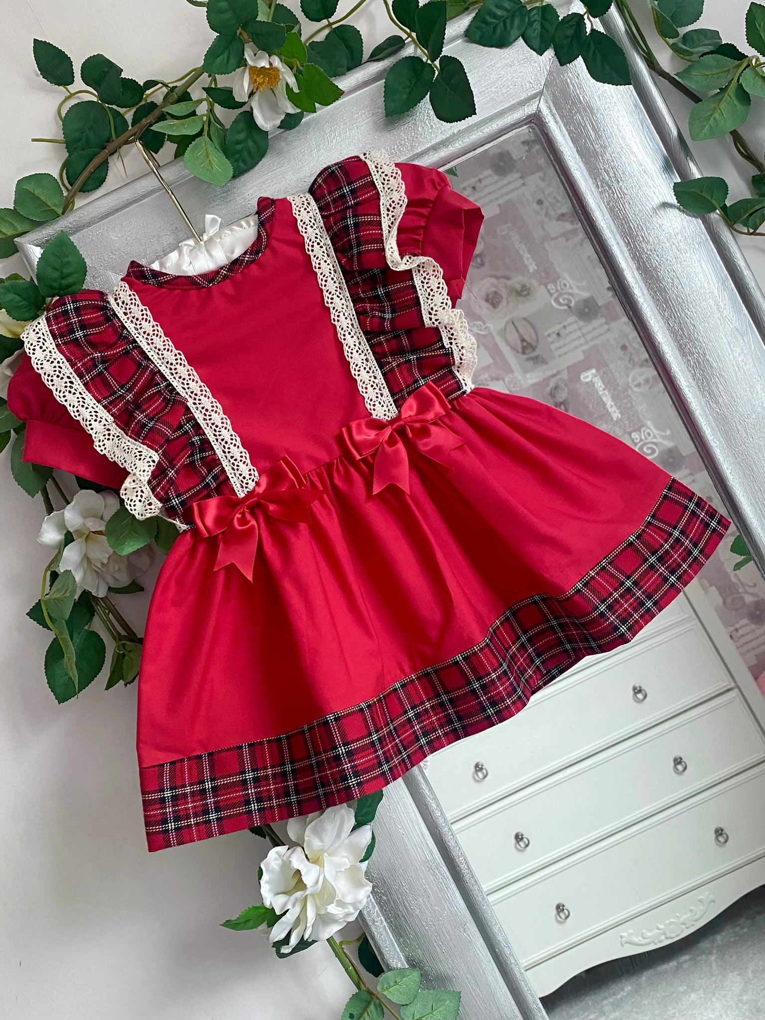Frilly Baby Girls Red Tartan Dress