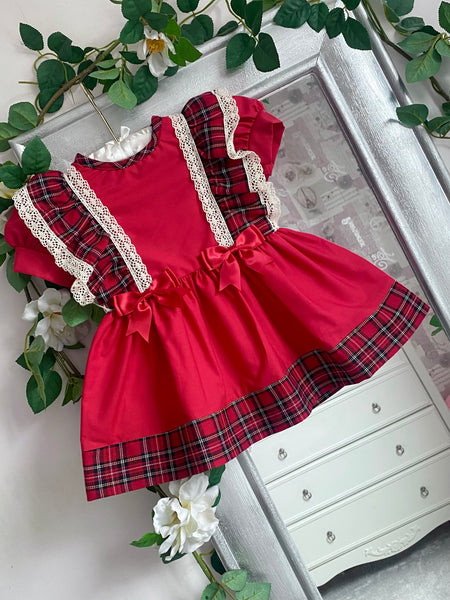 Frilly Baby Girls Red Tartan Dress