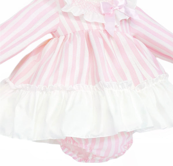 Wee Me Baby Girls Pink Stripe Puffball Dress and Bloomers