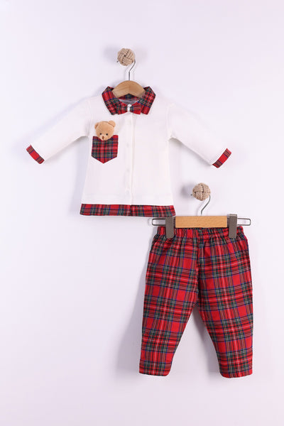 Baby Boys Check Teddy Outfit