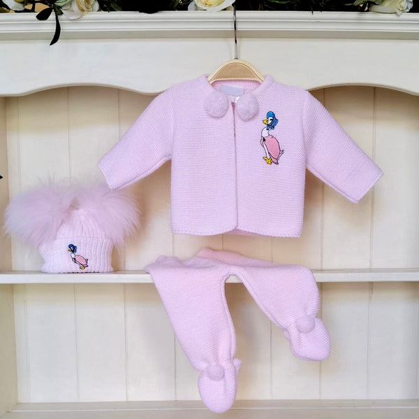 Jemima Puddleduck Pom Pom Knitted Outfit pram suit
