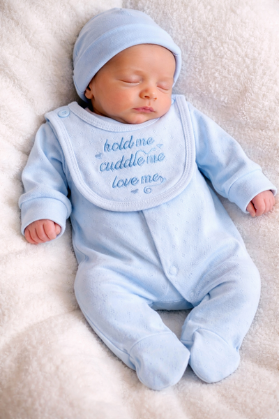 Premature Baby Boys All in One with Bib - Hold Me