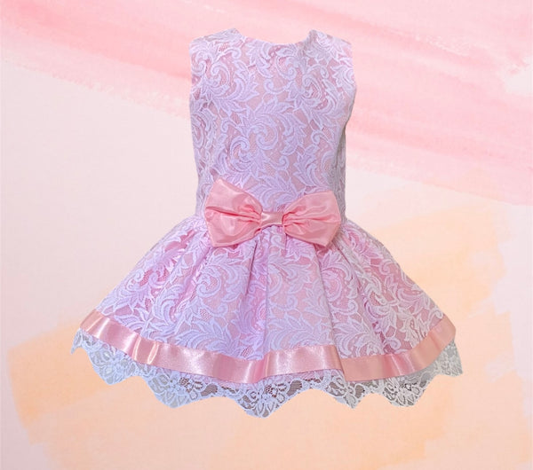 Baby Girls Pink Lace Dress (3-24 Month)